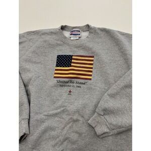 VTG 9/11 Gray Crewneck Sweater USA Flag SZ Large